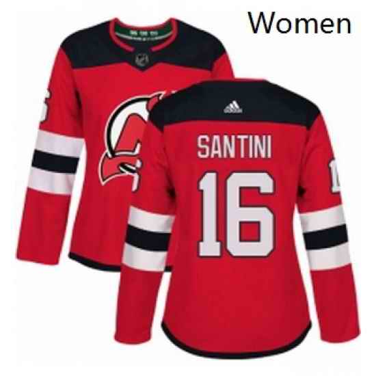 Womens Adidas New Jersey Devils 16 Steve Santini Authentic Red Home NHL Jersey